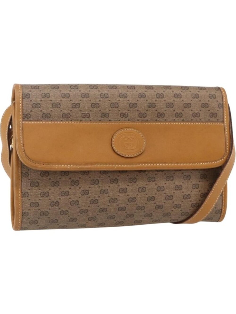 GUCCI Micro GG Supreme Shoulder Bag PVC Beige Gold 004 89 0265